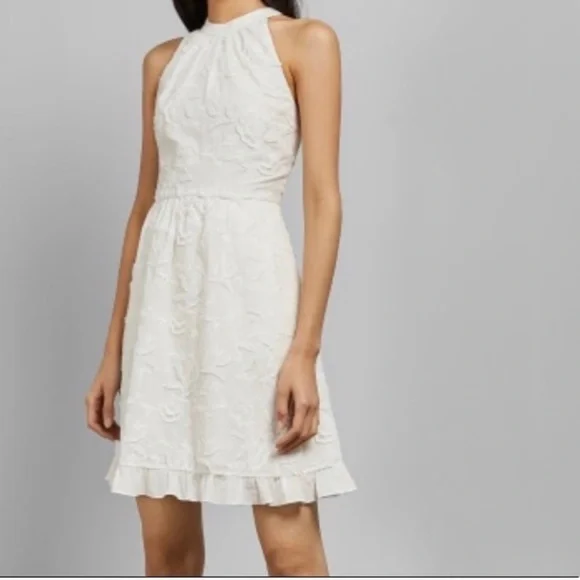knee length dresses for ladies White | Sleeveless Lace Applique Midi Dress main image 1